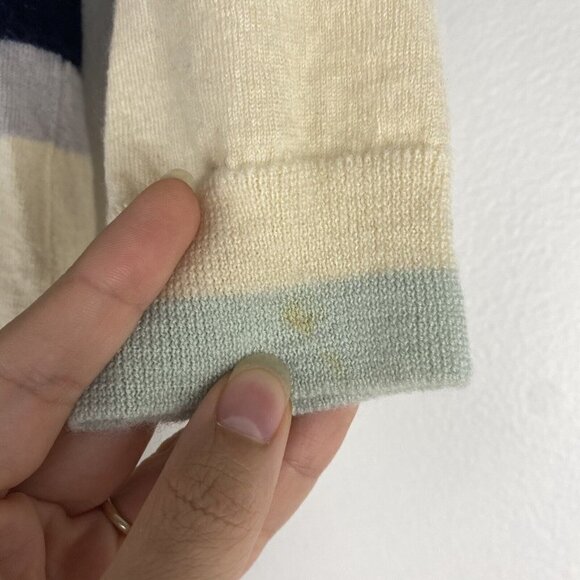 J. Crew Women's Merino Wool Striped Sweater Size XS Pullover Cream Navy Tan - Picture 6 of 9